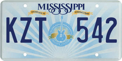 MS license plate KZT542