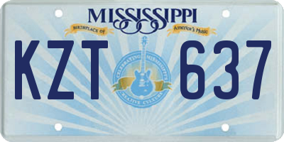 MS license plate KZT637