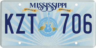 MS license plate KZT706
