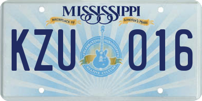 MS license plate KZU016