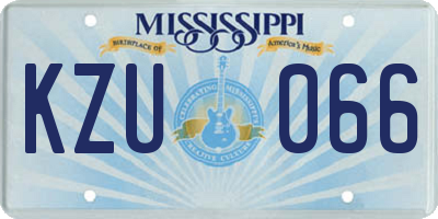 MS license plate KZU066