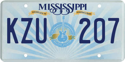 MS license plate KZU207