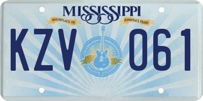 MS license plate KZV061
