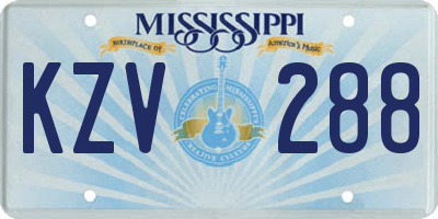 MS license plate KZV288