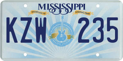 MS license plate KZW235