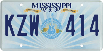 MS license plate KZW414