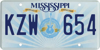 MS license plate KZW654