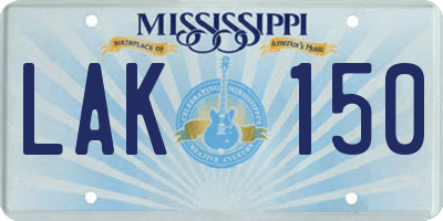 MS license plate LAK150