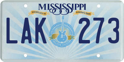 MS license plate LAK273
