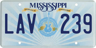 MS license plate LAV239