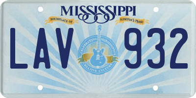 MS license plate LAV932