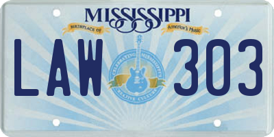 MS license plate LAW303