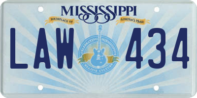 MS license plate LAW434