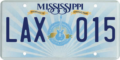 MS license plate LAX015