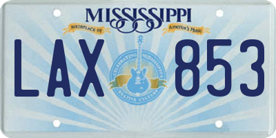 MS license plate LAX853