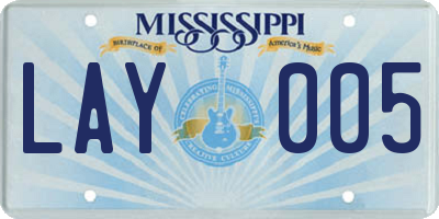 MS license plate LAY005