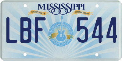 MS license plate LBF544