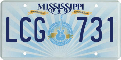 MS license plate LCG731