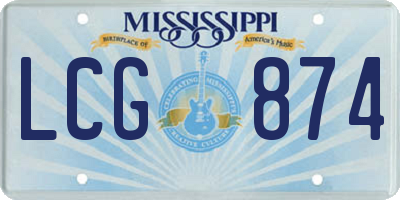 MS license plate LCG874