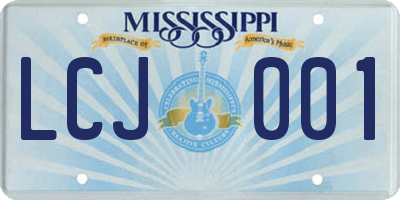 MS license plate LCJ001