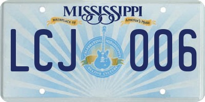 MS license plate LCJ006