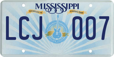 MS license plate LCJ007