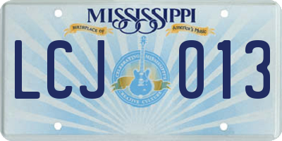 MS license plate LCJ013