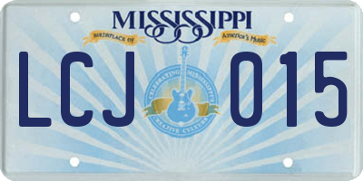 MS license plate LCJ015
