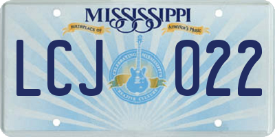 MS license plate LCJ022