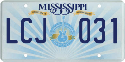 MS license plate LCJ031