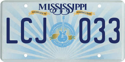 MS license plate LCJ033