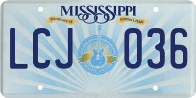 MS license plate LCJ036