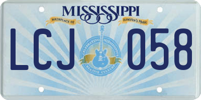 MS license plate LCJ058