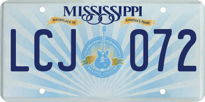 MS license plate LCJ072