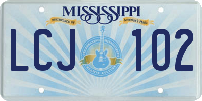 MS license plate LCJ102
