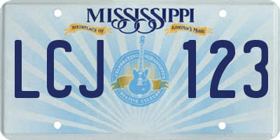 MS license plate LCJ123