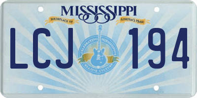 MS license plate LCJ194