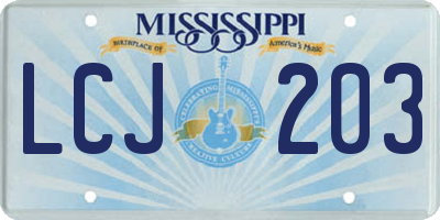 MS license plate LCJ203