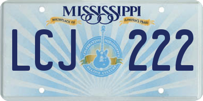 MS license plate LCJ222