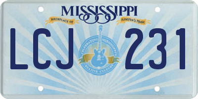 MS license plate LCJ231