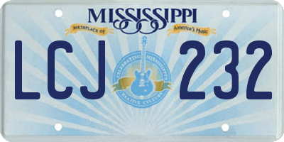 MS license plate LCJ232