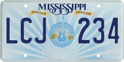 MS license plate LCJ234