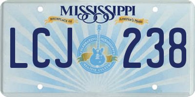 MS license plate LCJ238