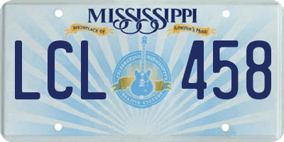 MS license plate LCL458
