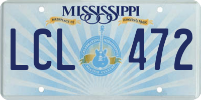 MS license plate LCL472
