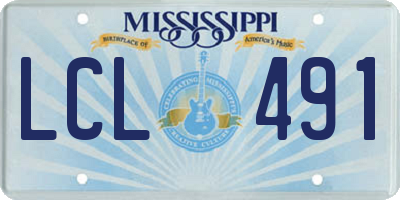 MS license plate LCL491