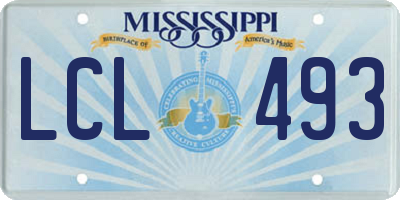 MS license plate LCL493