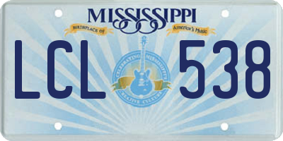 MS license plate LCL538