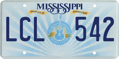MS license plate LCL542