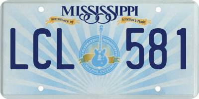MS license plate LCL581